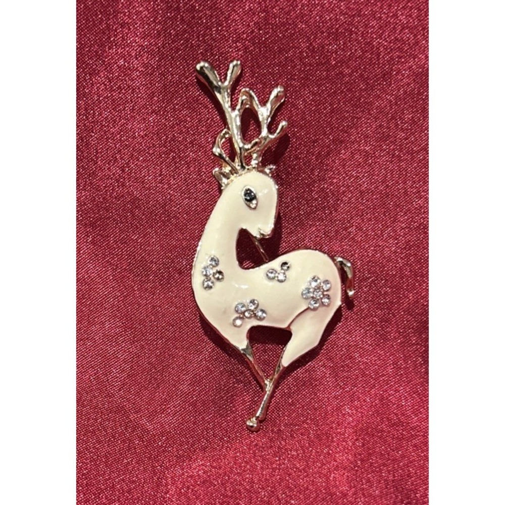 Classy Ladies  Rhinestone Reindeer New Year Thanksgivin Christmas  Brooch P161-3